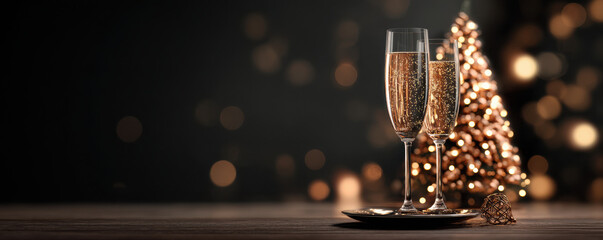 Luxury christmas decoration theme with cheers and toasts intimate setting festive environment elegant viewpoint