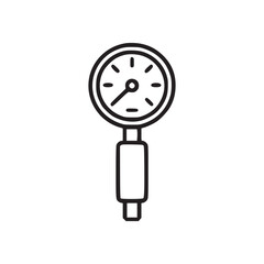 Illustration of a bore gauge with a circular dial and a cylindrical handle on a white background