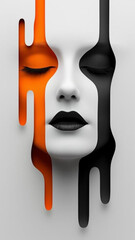 black and white 3d rendered illustration of a woman symbol.eps