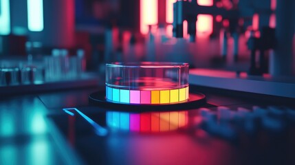 Futuristic lab featuring colorful light spectrum technology