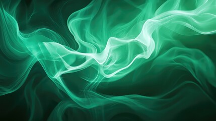 Obraz premium Abstract green smoke evolving flowing creating mystical waves
