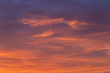 A romantic sunset sky with streaky clouds