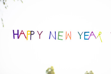 Happy new year banner with colorful letters