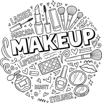 Charming makeup doodles perfect for beauty blogs or cosmetic brand promotions, capturing a playful and stylish vibe for your creative projects