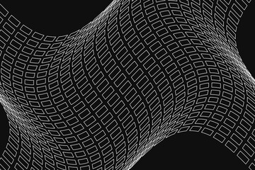 Many rectangles that makes a wavy 3D surface. Optical pattern.