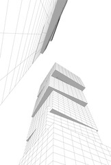 Fototapeta premium Architectural drawings vector 3d drawing
