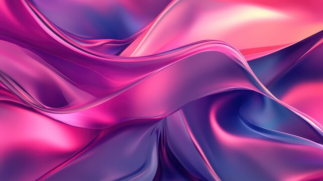 Flowing iridescent silk fabric creating abstract waves