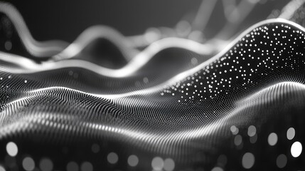 Digital data flowing across a futuristic waveform network