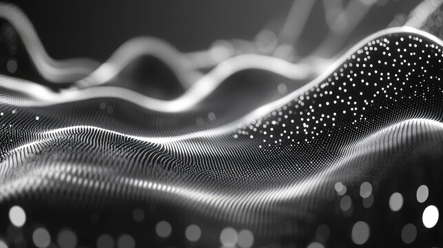 Digital data flowing across a futuristic waveform network