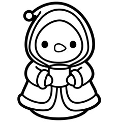 Snowman in Winter Hat Drinking Cocoa – Kawaii Christmas Clipart