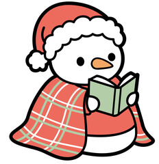 Snowman Reading Book – Cozy Christmas Clipart