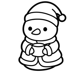 Snowman with Mug – Cute Winter Christmas Clipart