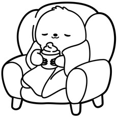 Sloth Relaxing in Armchair with Hot Cocoa – Cozy Christmas Clipart