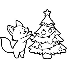 Fox and Christmas Tree – Cute Woodland Holiday Clipart