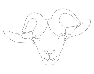 Continuous one line drawing of goat. One line drawing illustration of goat. Goat concept line art. Editable outline