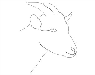 Continuous one line drawing of goat. One line drawing illustration of goat. Goat concept line art. Editable outline