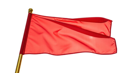 Isolated red flag waving on a flagpole, representing warning, danger, socialism, or motorsport