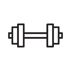 A simple line drawing of a dumbbell with weights on each side isolated on a white background design