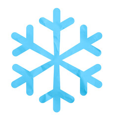 Obraz premium Blue crumpled paper snowflake icon isolated