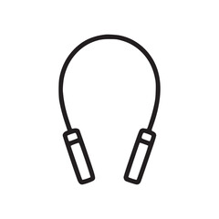 A simple black outline of a jump rope with handles on a white background in a minimalist style design