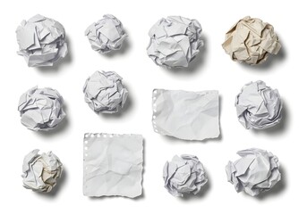 crumpled paper ball isolated