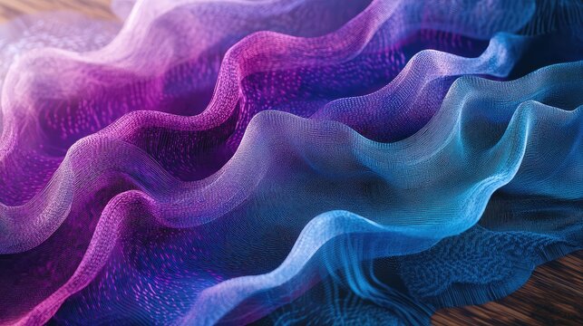 Digital data network displaying undulating waves of light