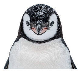 A penguin with a black beak and white feathers