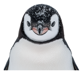 A penguin with a black beak and white feathers