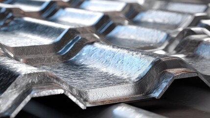 Fototapeta premium Close-Up View of Textured Metallic Surface with Shiny and Reflective Properties Ideal for Industrial and Abstract Concepts