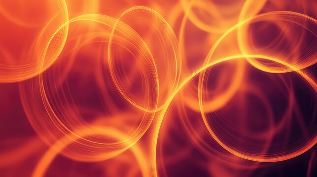 Abstract orange and red glowing light circles pattern - Powered by Adobe