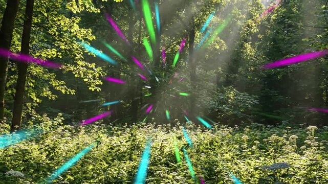 Cloud Formations in Chromatic Aberration with radial chromatic aberration expanding from effect green screen chromatic aberrations