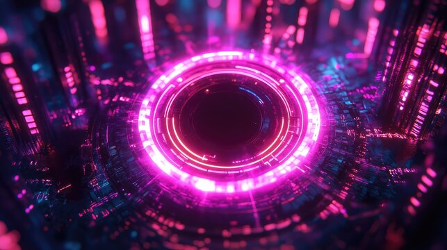 Hyperloop tunnel creating abstract data transfer portal concept