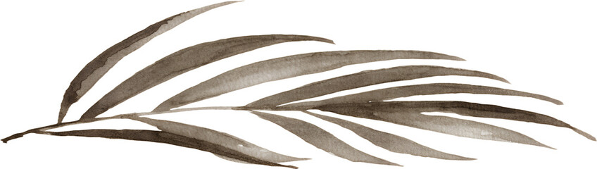 Obraz premium Watercolor pink boho leaf illustration on transparent background.