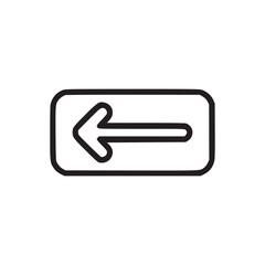 A simple black outlined left arrow icon inside a rounded rectangle on a plain white background image