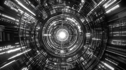 Digital data stream tunnel in futuristic technology