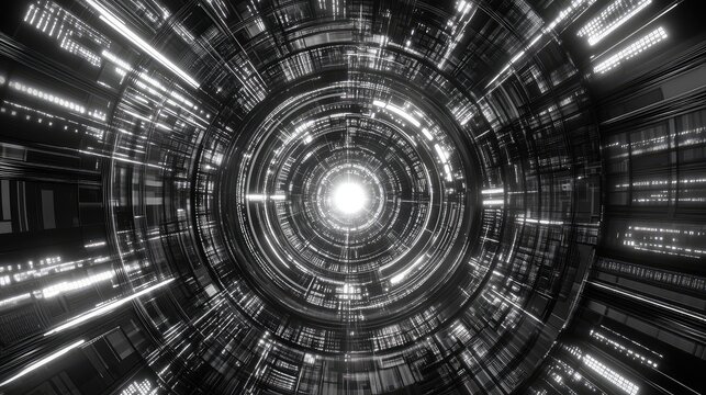 Digital data stream tunnel in futuristic technology