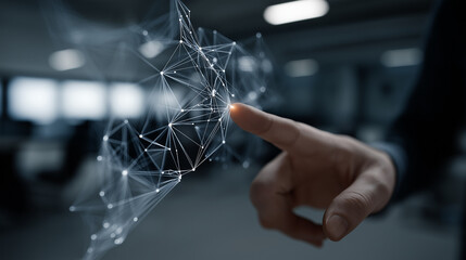 Digital analytics interface projected in 3D space