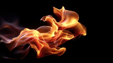 Soft curving flames moving gently against a deep black void, warm glow illuminating subtle smoke and fire textures