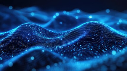 Digital data flowing through abstract technological network background