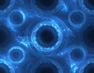 Blue fractal pattern of repeating circles and energy