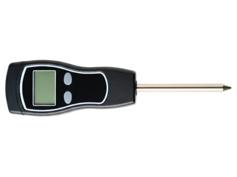 Digital food thermometer with metal probe for cooking and grilling on a transparent background