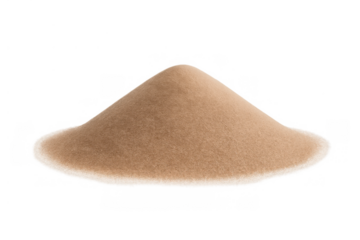 Heap of brown sugar or powder on transparent background, measuring and adding ingredients to recipes