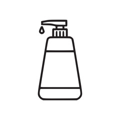 An illustration of a soap dispenser with a drop of soap coming out on a white background minimal design