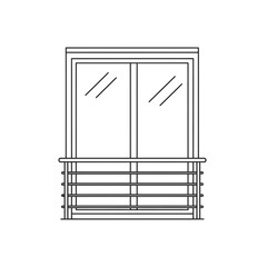 Balcony Window Icon with Railing in Minimal Line Art