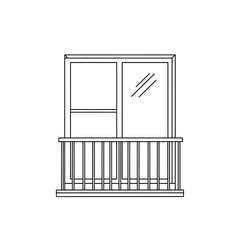 Balcony Window Icon with Railing in Minimal Line Art