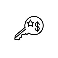 Key Icon with Star and Dollar Symbol Representing Premium Access and Financial Value