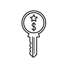 Key Icon with Star and Dollar Symbol Representing Premium Access and Financial Value