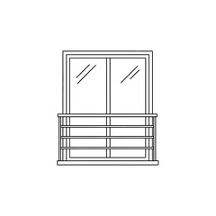 Balcony Window Icon with Railing in Minimal Line Art
