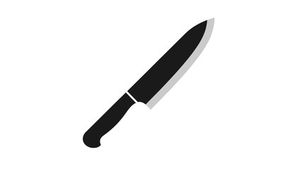 Fototapeta premium Minimalist kitchen chef knife vector illustration, sharp culinary cooking tool icon, black and grey restaurant utensil graphic isolated on White Background