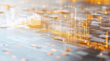 Digital information flowing on abstract circuit board surface